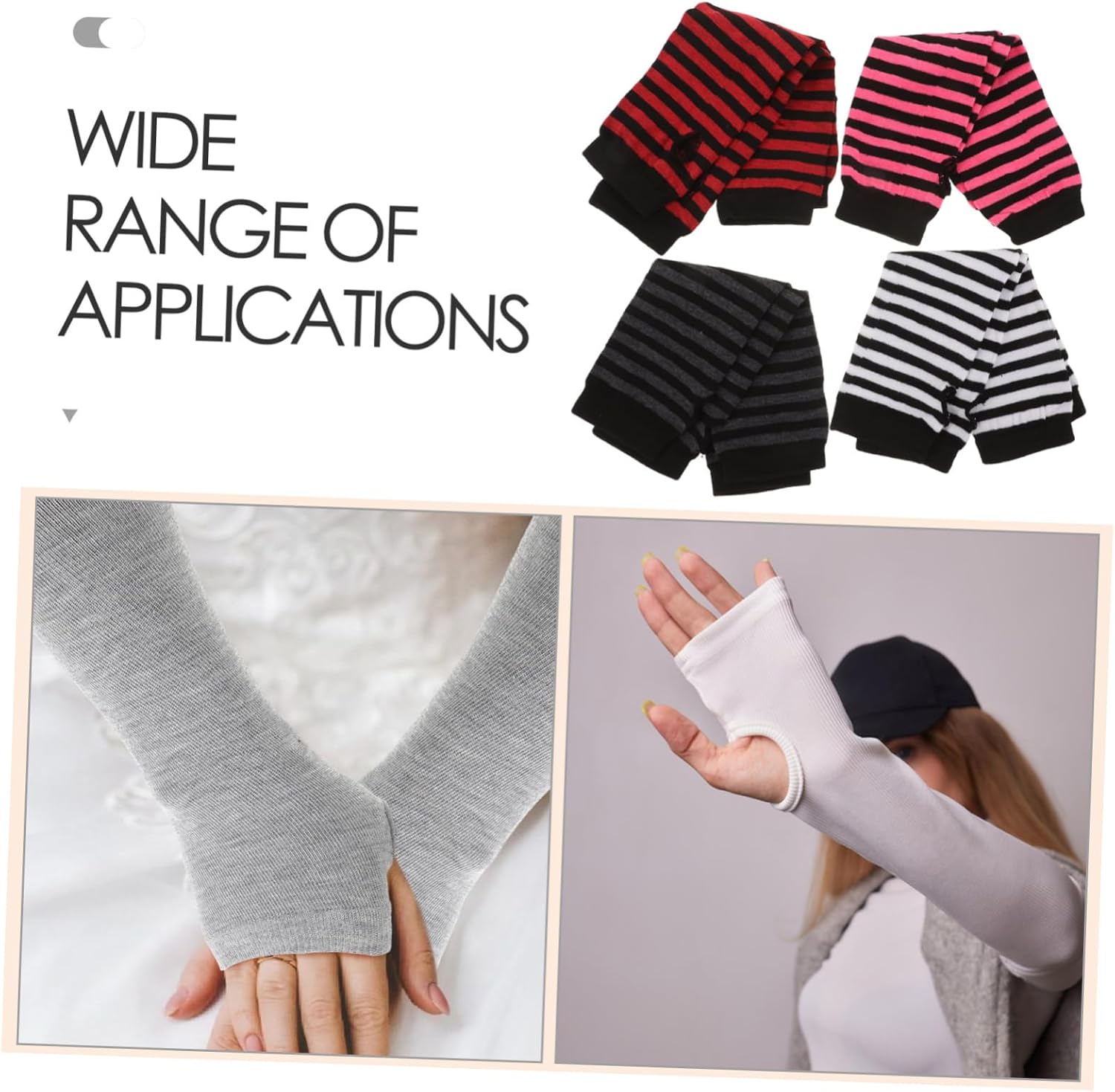 NOLITOY Women Fingerless Gloves Stripe Winter Warmers for Arms
