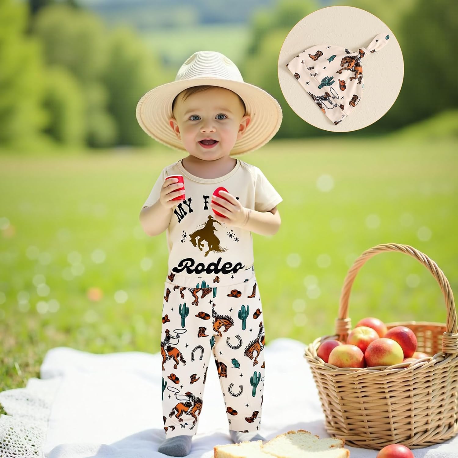 Mobbdow Newborn Baby Boy Western 3Pcs Outfit Set