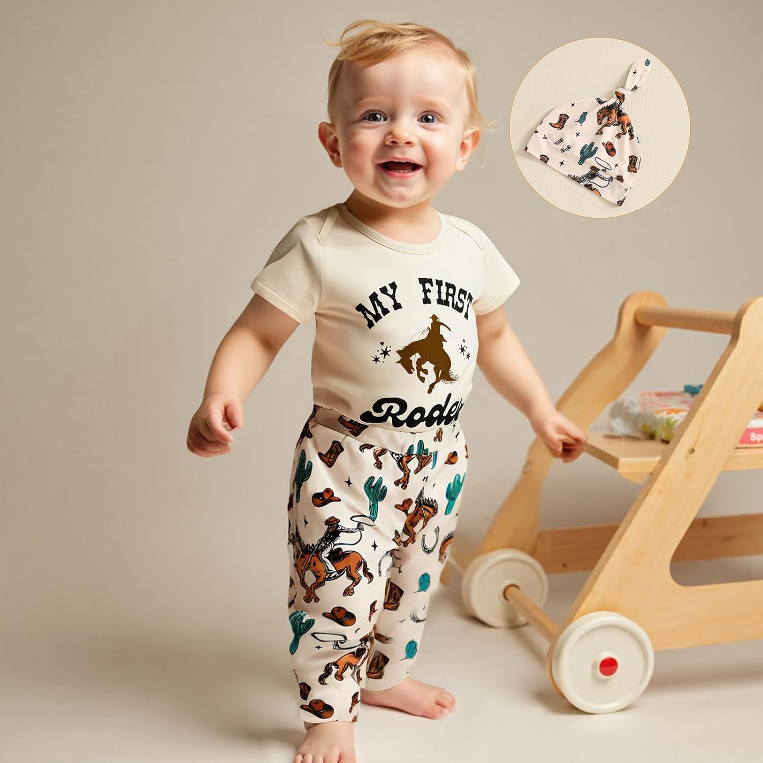 Mobbdow Newborn Baby Boy Western 3Pcs Outfit Set