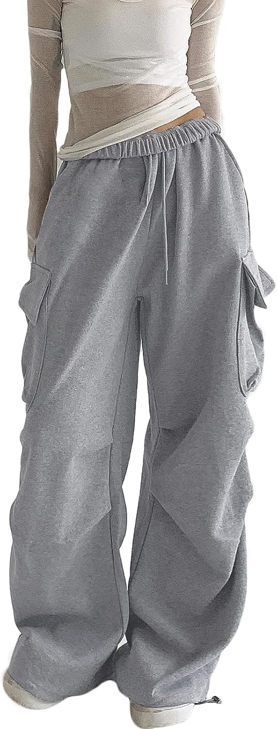 Womens High Waist Wide Leg Elastic Sweatpants