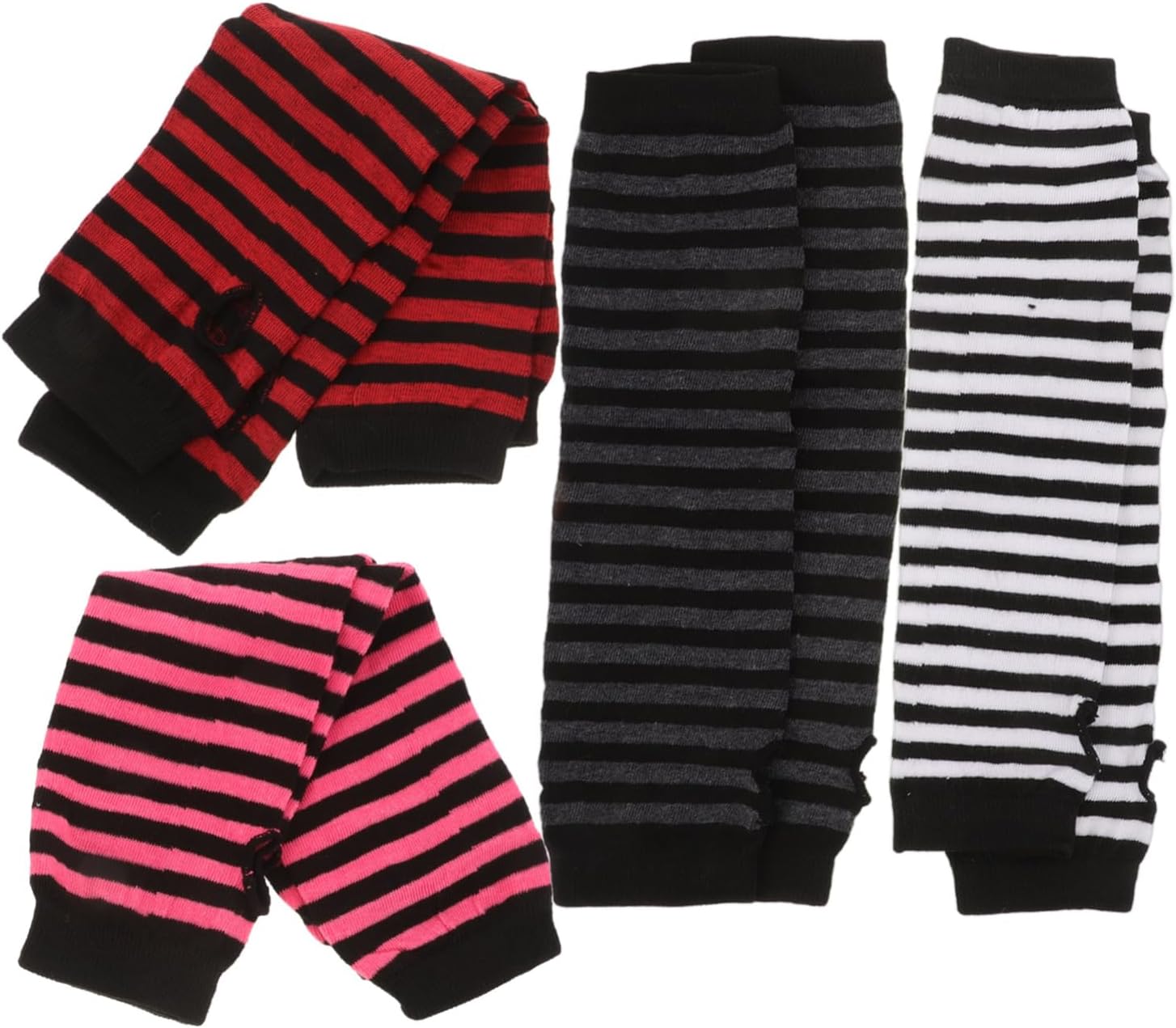 Ipetboom Women Striped Fingerless Arm Warmers Winter Cute Gloves