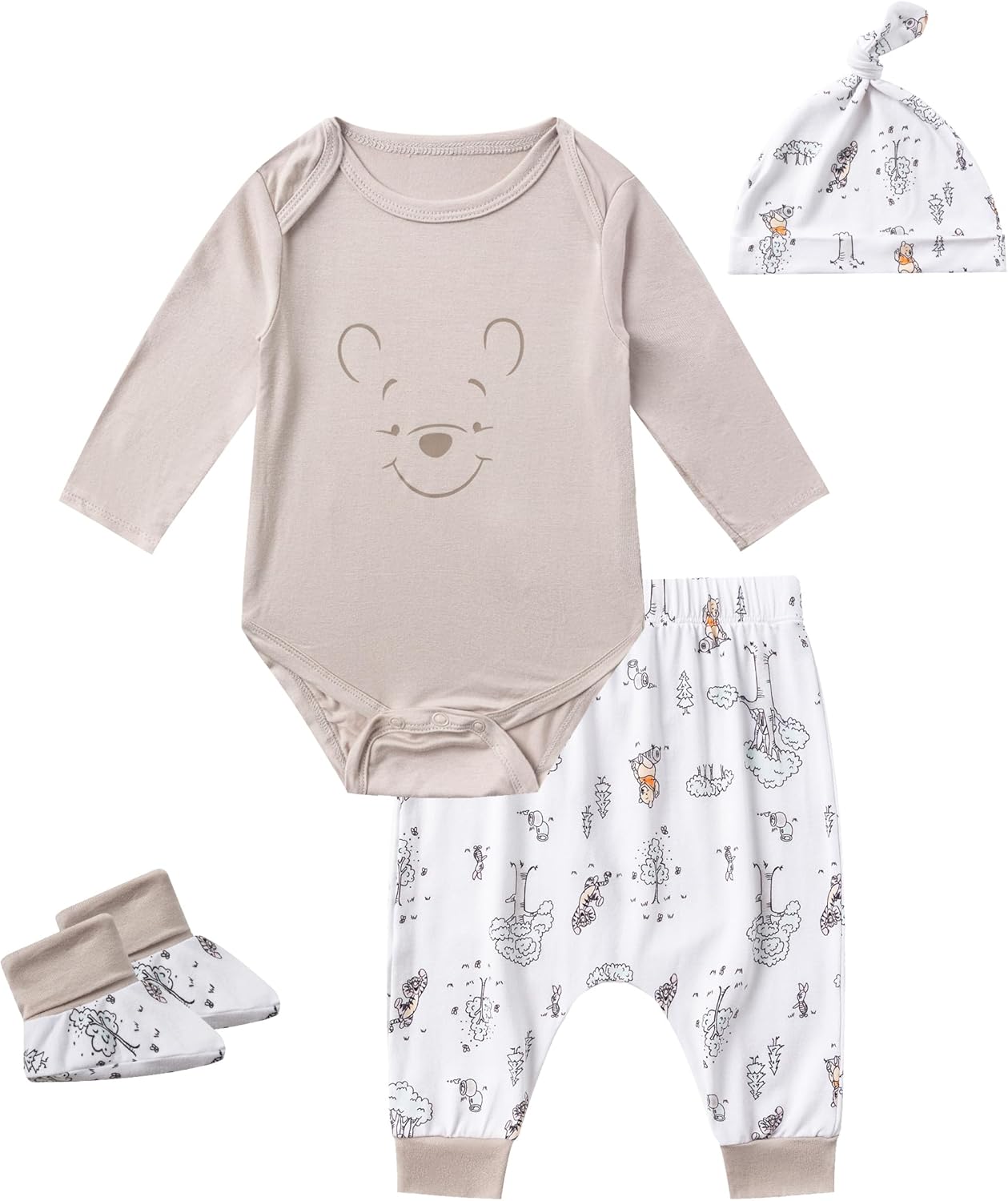 Disney Winnie the Pooh Baby Boys 4 Pack Bodysuit Set