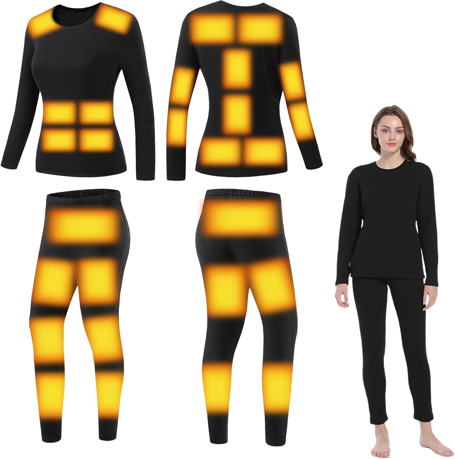 Womens Electric Heated Thermal Underwear Set
