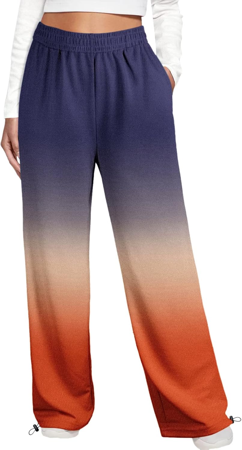 Womens Grey High Waisted Sweatpants with Pockets