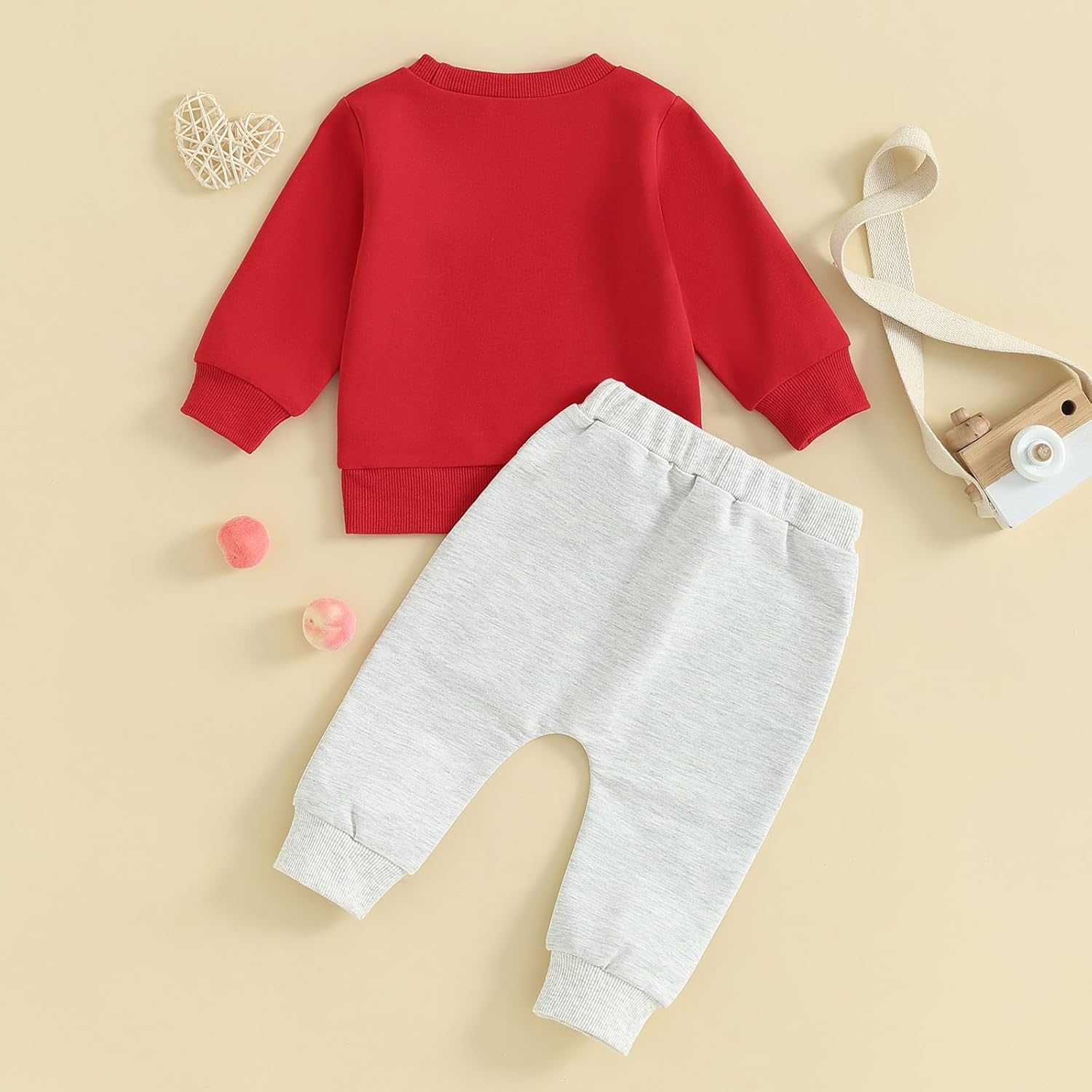 Toddler Baby Boy Valentines Day Outfit Set - Heart Letter Long Sleeve Sweatshirt Pants