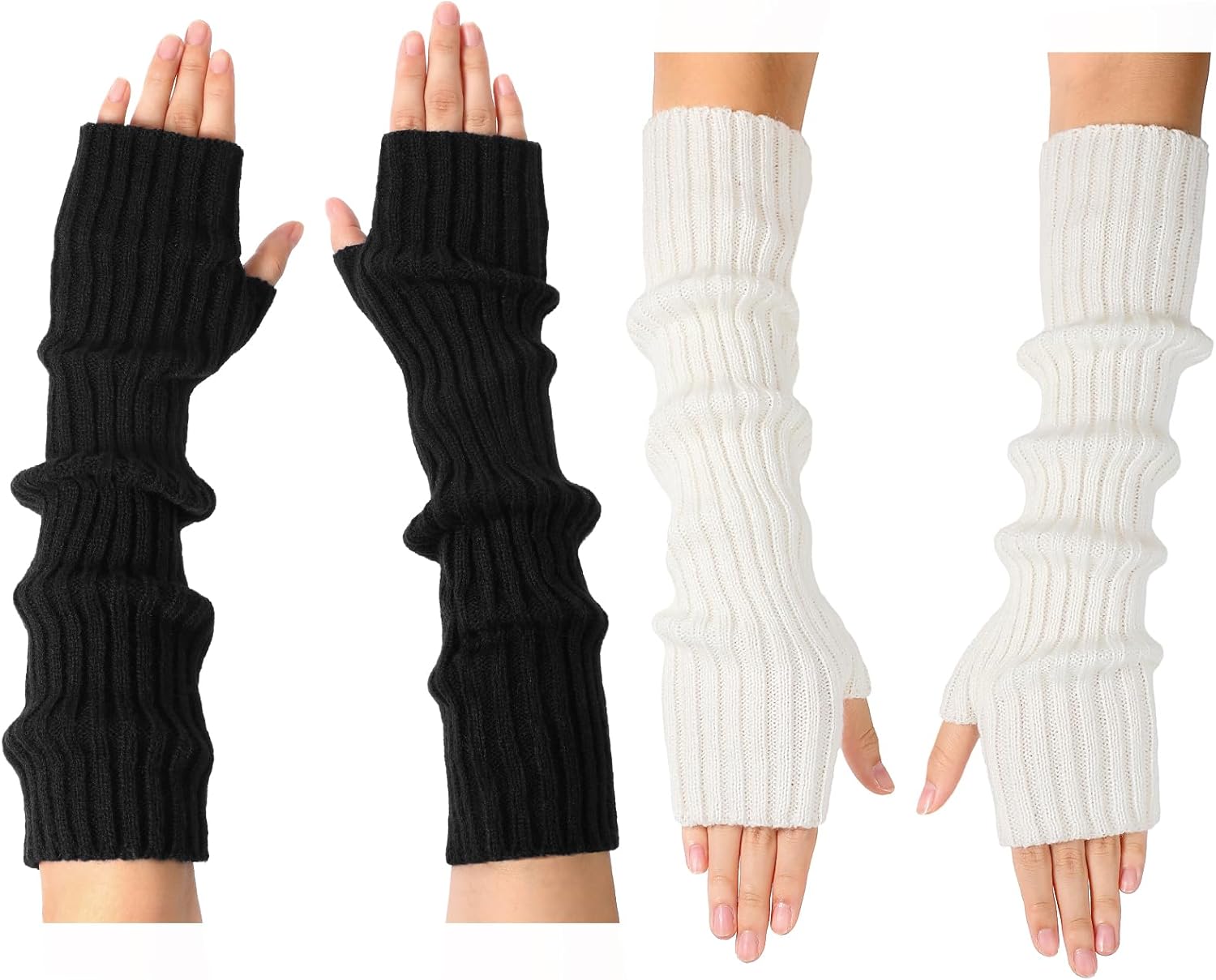Pleneal Winter Gloves Long Fingerless Arm Warmers for Women