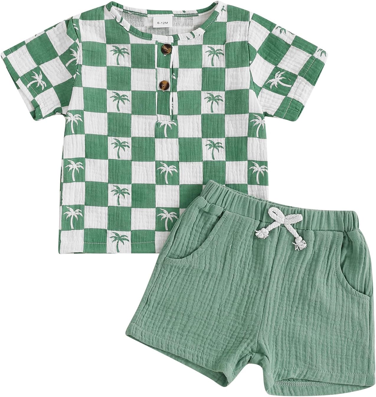 Cool Toddler Boy Summer Outfit Checkers 2Pcs