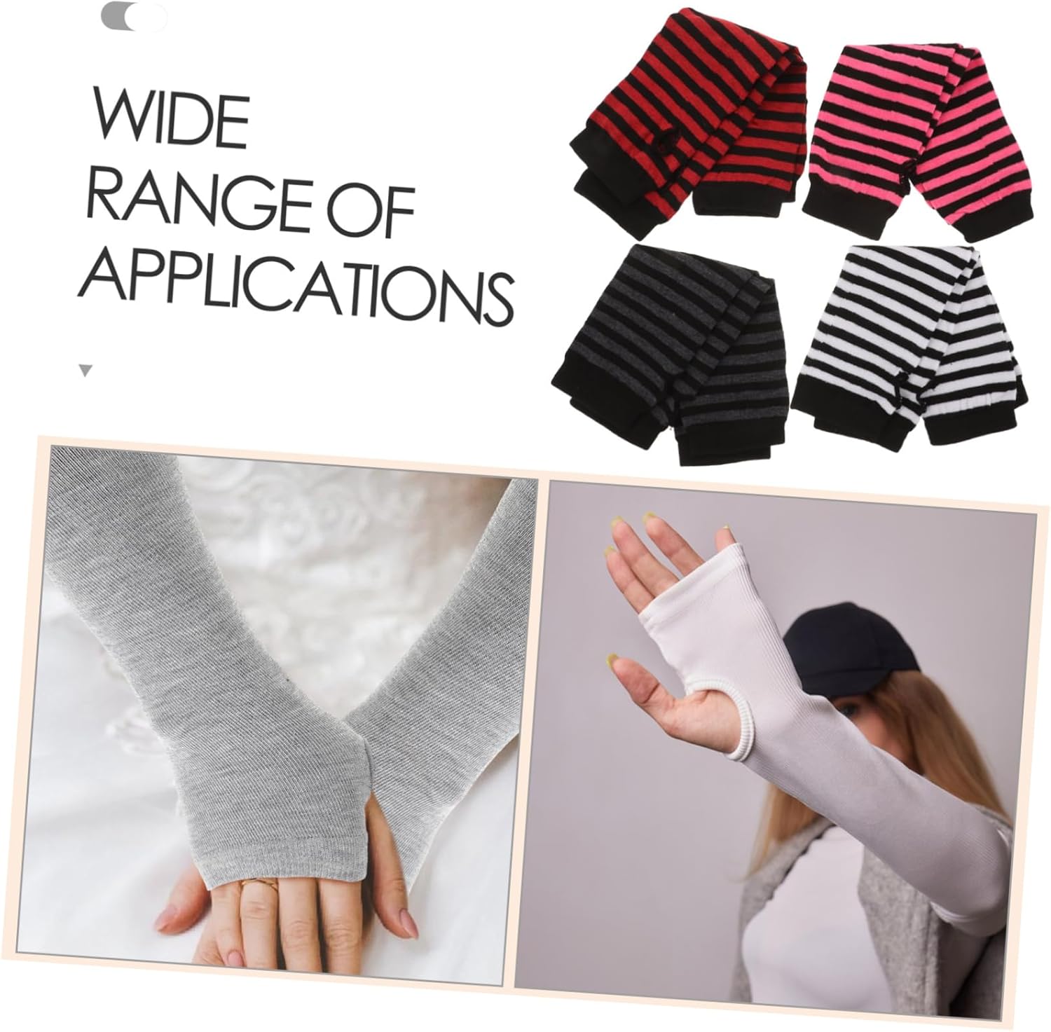KESYOO Womens Knitted Arm Warmers - Stripe Design for Autumn Winter Closure