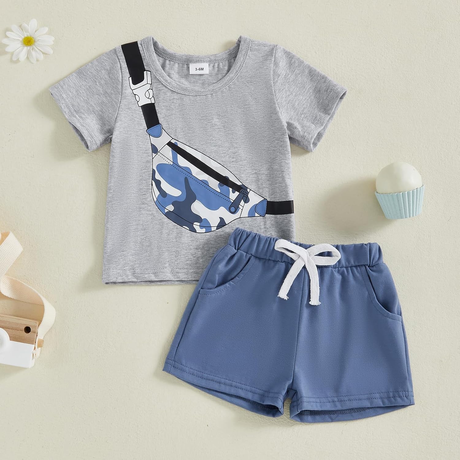 CBG Toddler Summer Toddler T-shirt Shorts Set Cute Playful Boys Outfit