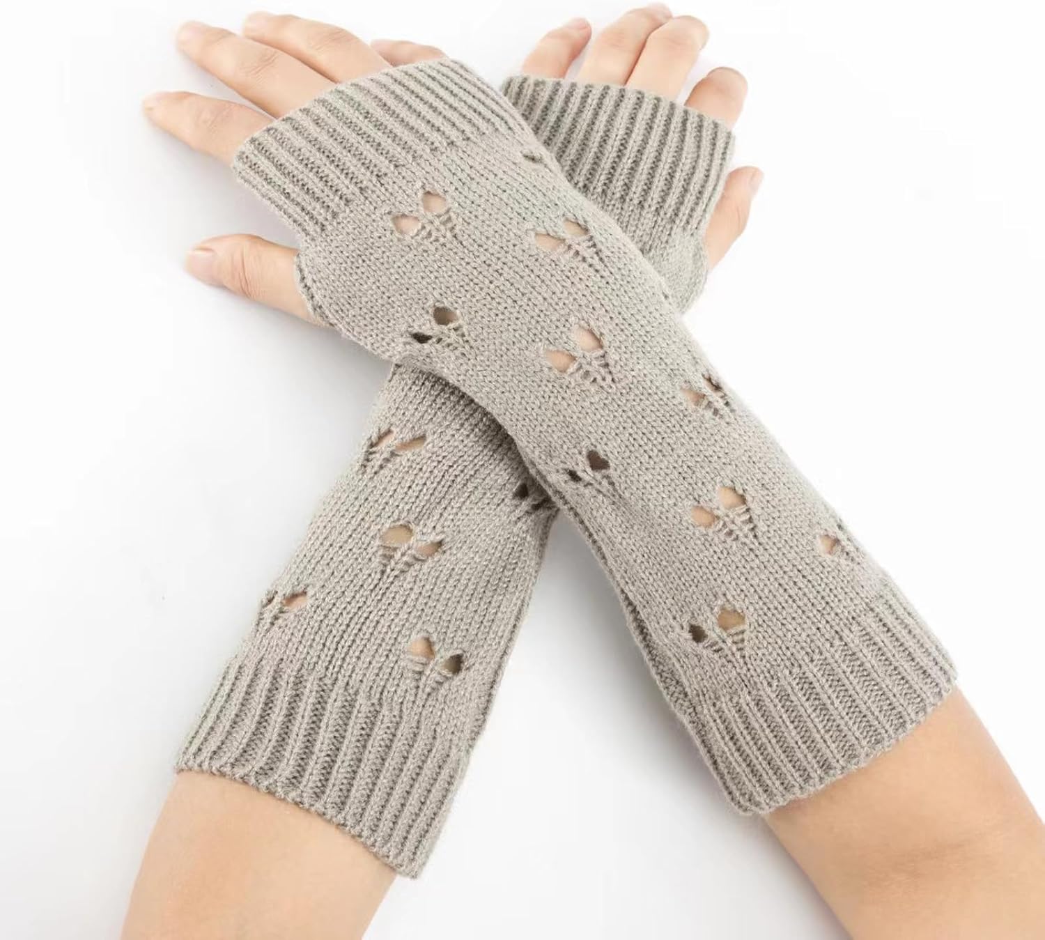 POHADON Ripped Fingerless Arm Warmers Y2K Grunge Goth Accessories