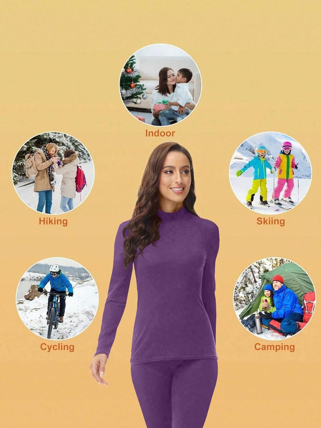 Warmer for Women VPESL Winter Thermal Set with Mock Neck Fleece Lining