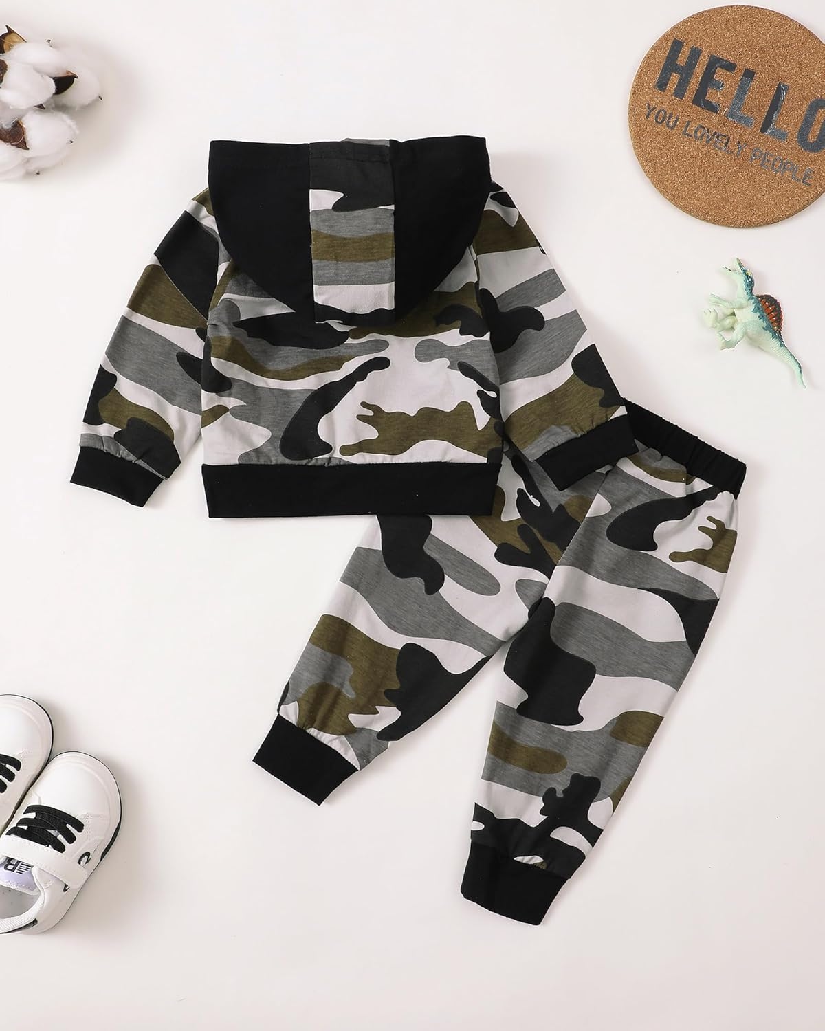 Saeaby Camo Hoodie Pants Set for Baby Boy Fall Winter Outfits