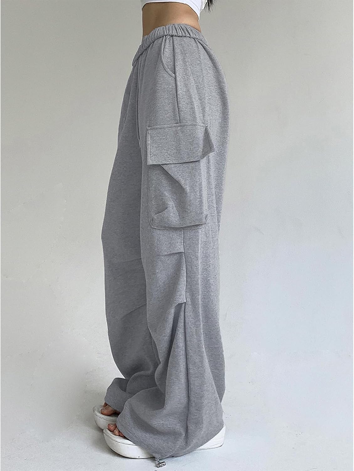 Womens High Waist Wide Leg Elastic Sweatpants