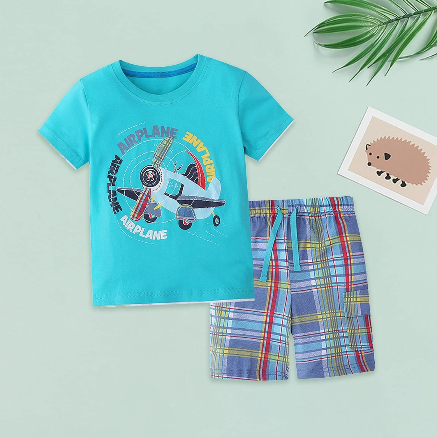 summer 4-month boys short cotton airplane pattern