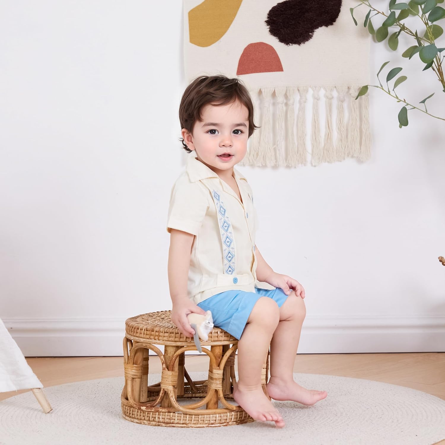 Kupretty Toddler Boy Guayabera Summer Outfit Set