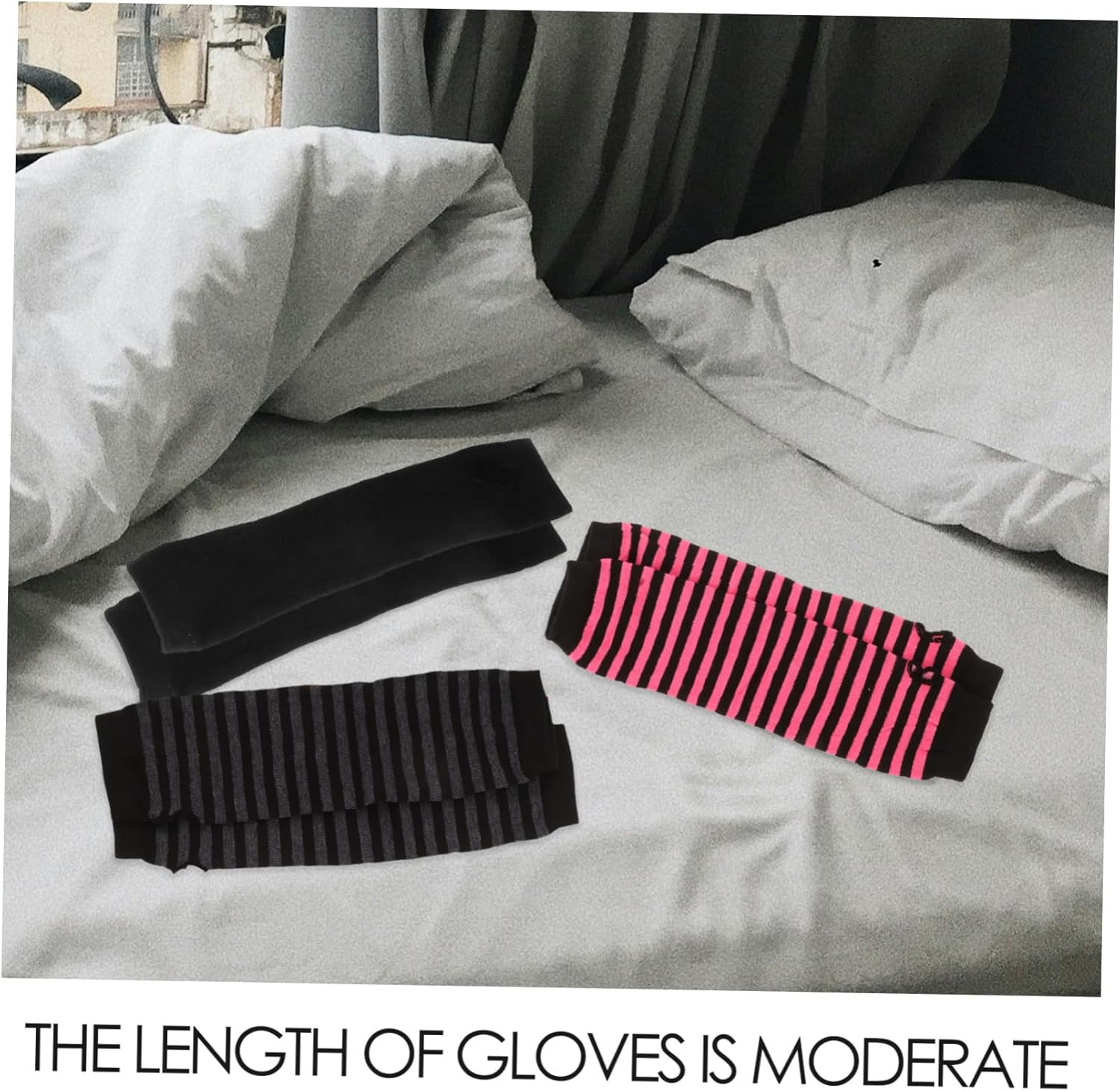Warm Stripe Elbow Gloves Women