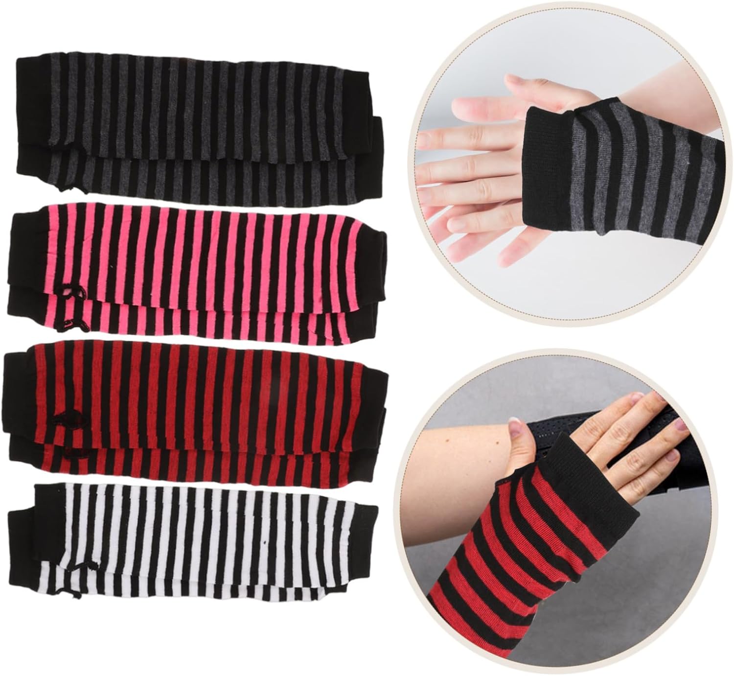 Striped Fingerless Gloves for Women