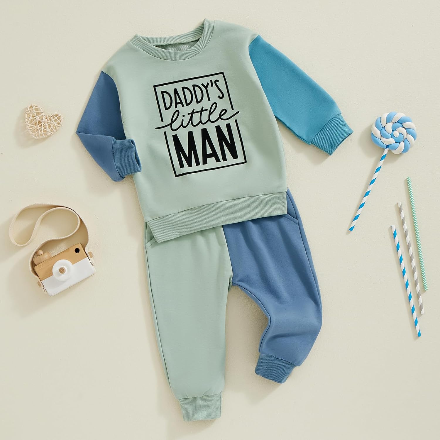 Baby Boy Contrast Letter Print Fall Outfit Set