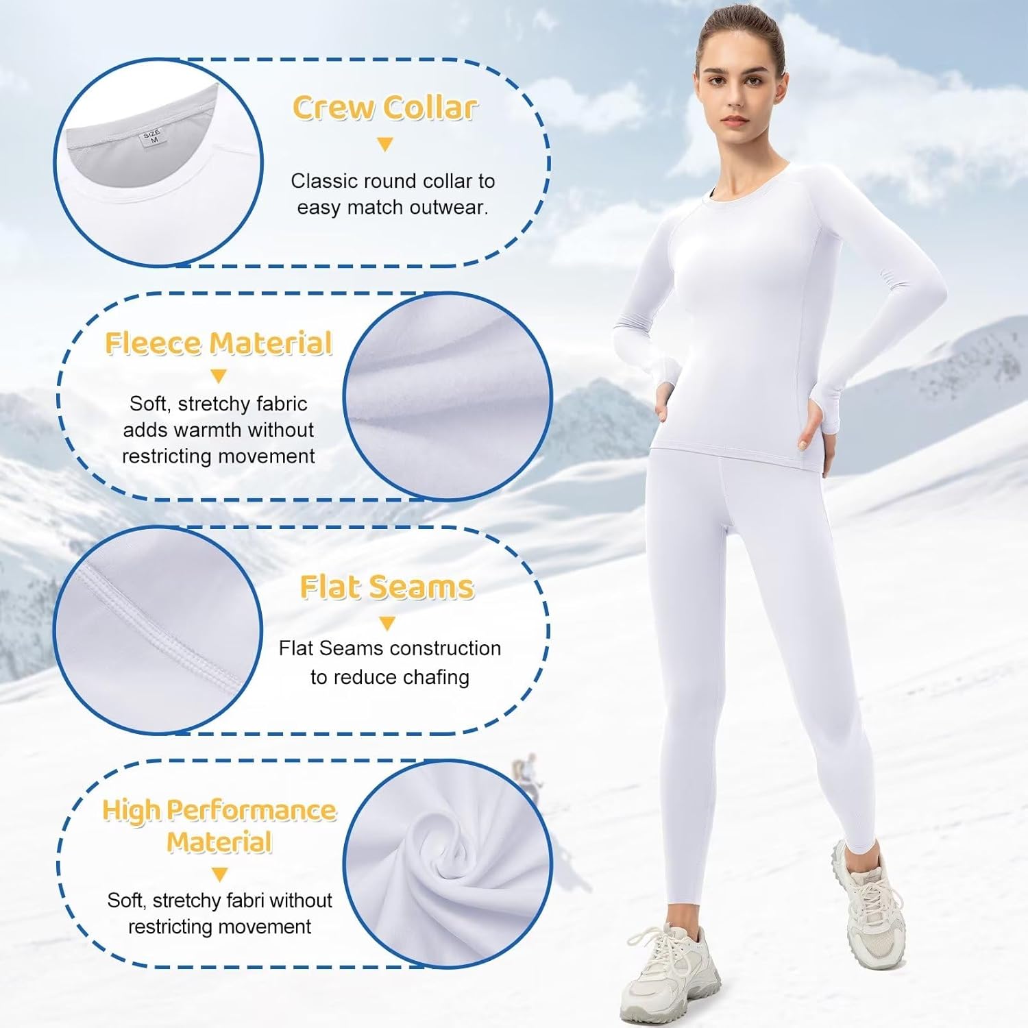 Tesuwel Women Thermal Underwear Set Cold Weather Fleece