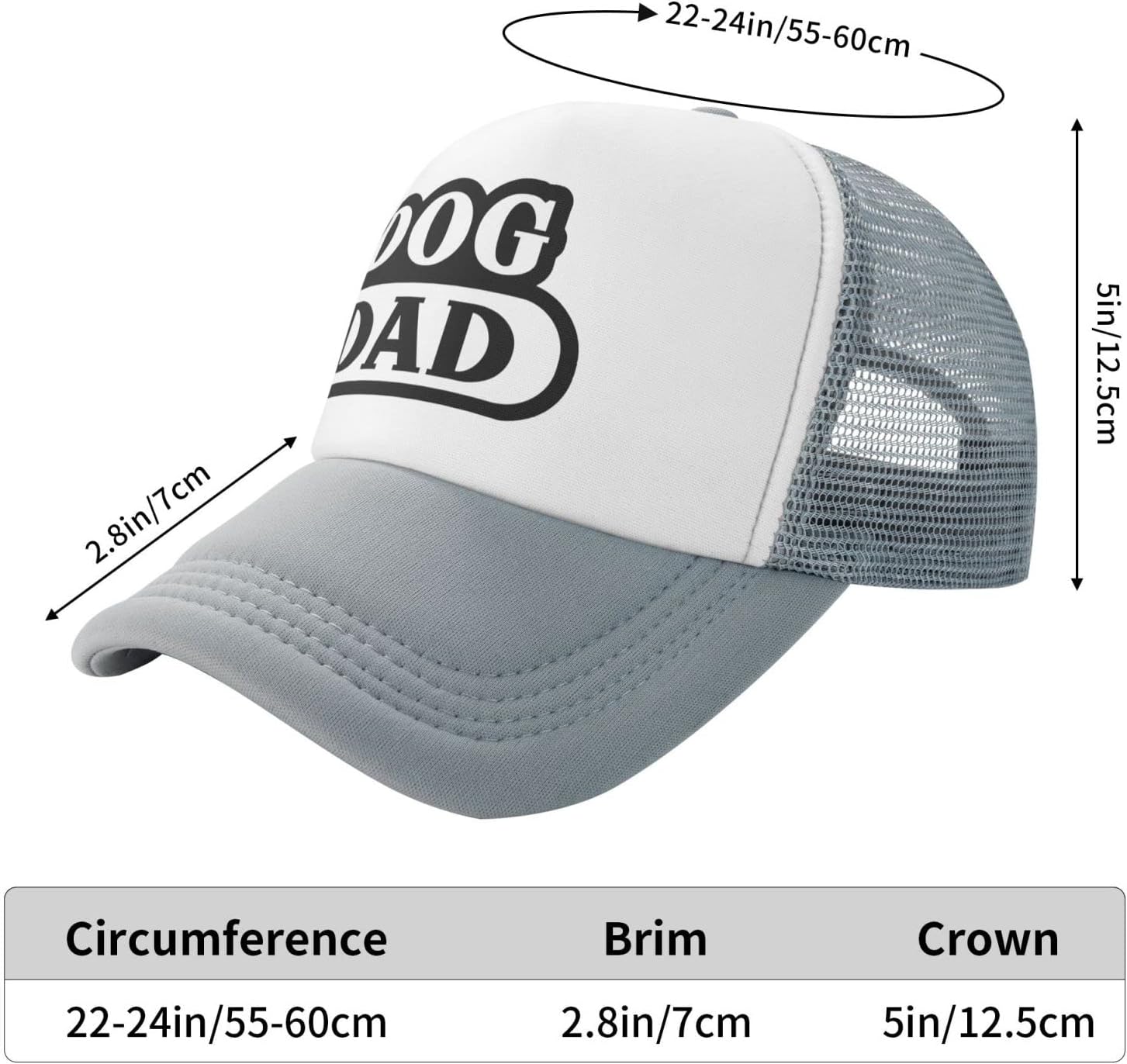 YGXZ Dog Dad Funny Baseball Cap Adjustable Hat for Men Women Gray