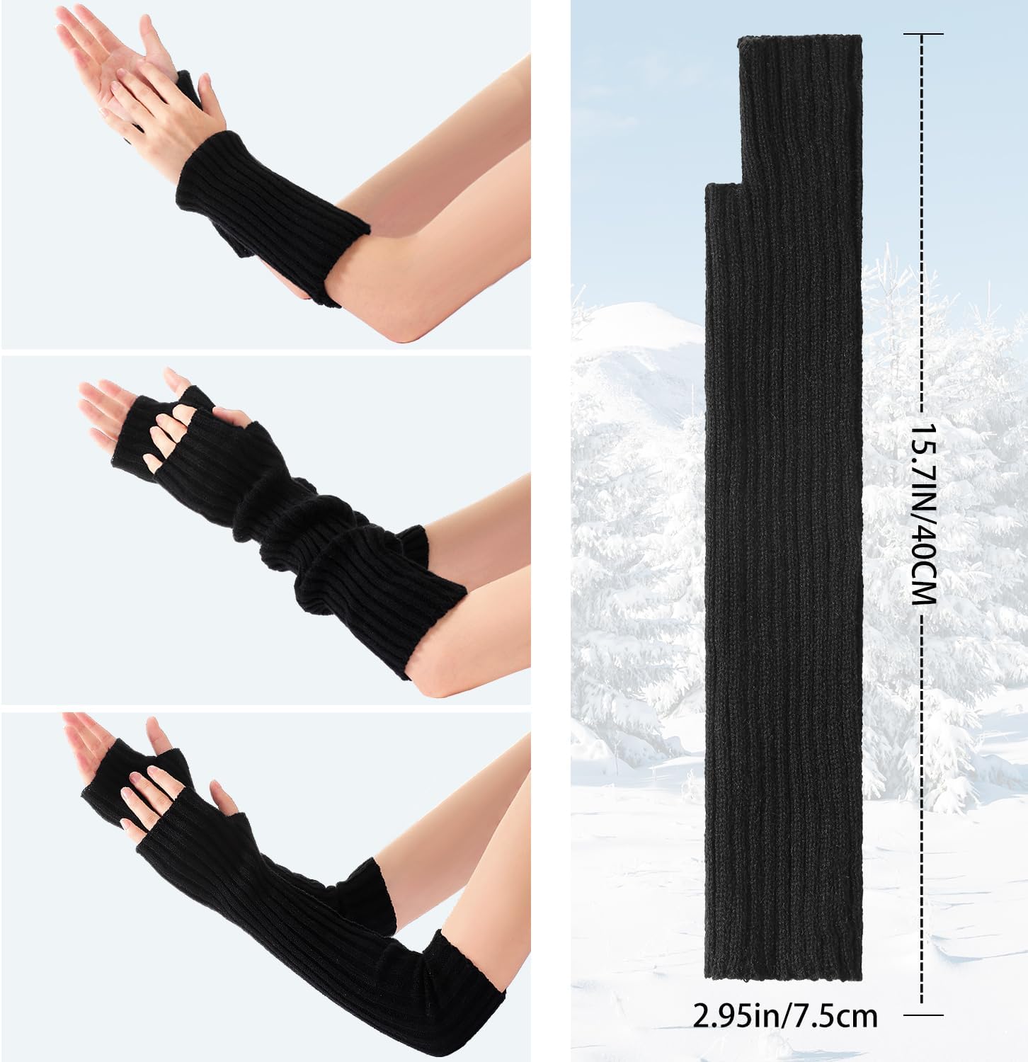 Pleneal Winter Gloves Long Fingerless Arm Warmers for Women