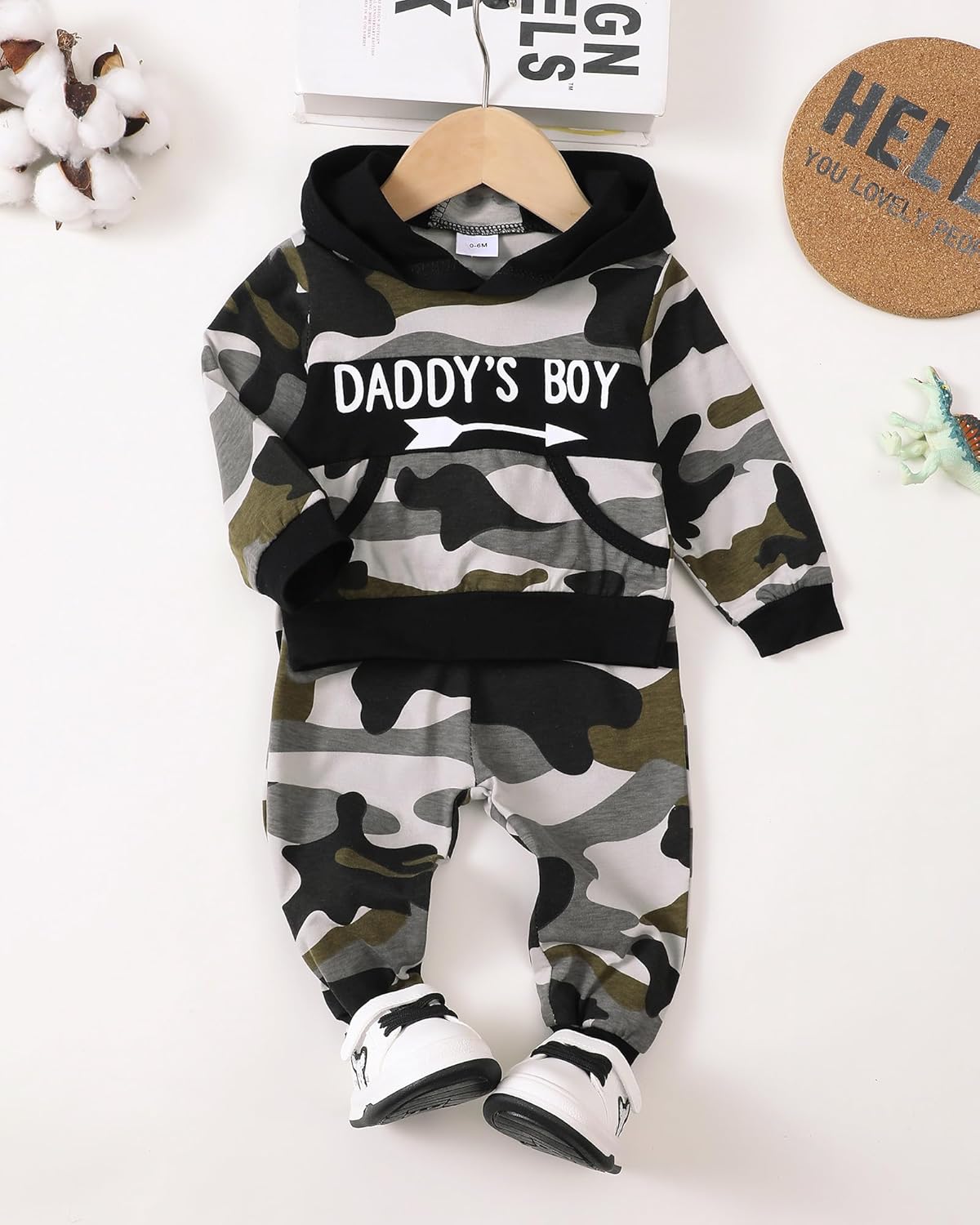 Saeaby Camo Hoodie Pants Set for Baby Boy Fall Winter Outfits