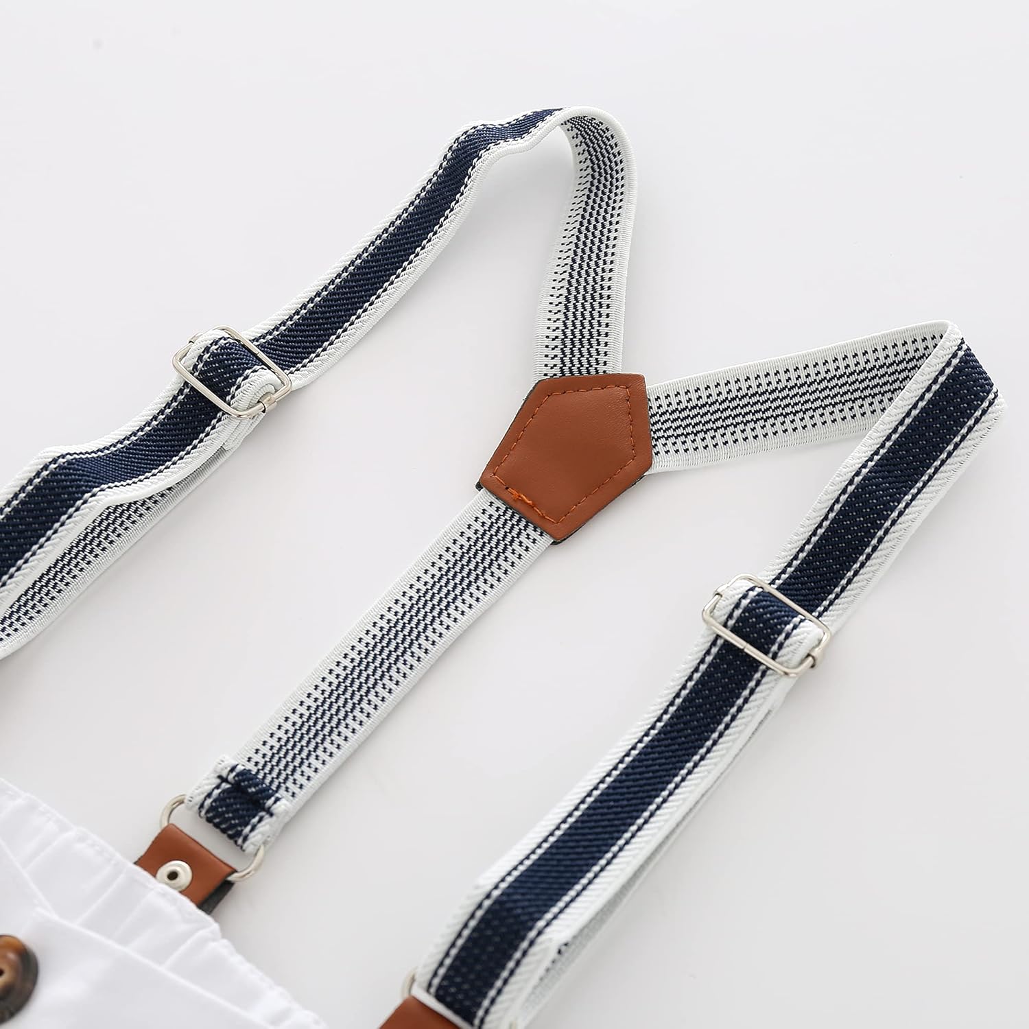 Baby Boys Gentleman Outfit Suits Navy White Set With Bow Tie Suspenders
