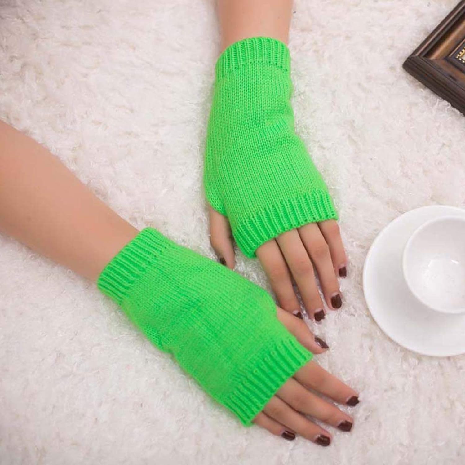Warm Winter Gloves for Women - Stretchy Fingerless ArmWarmers