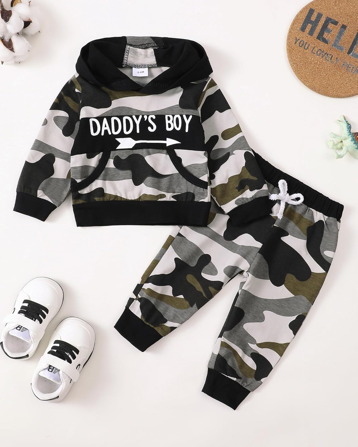 Saeaby Camo Hoodie Pants Set for Baby Boy Fall Winter Outfits
