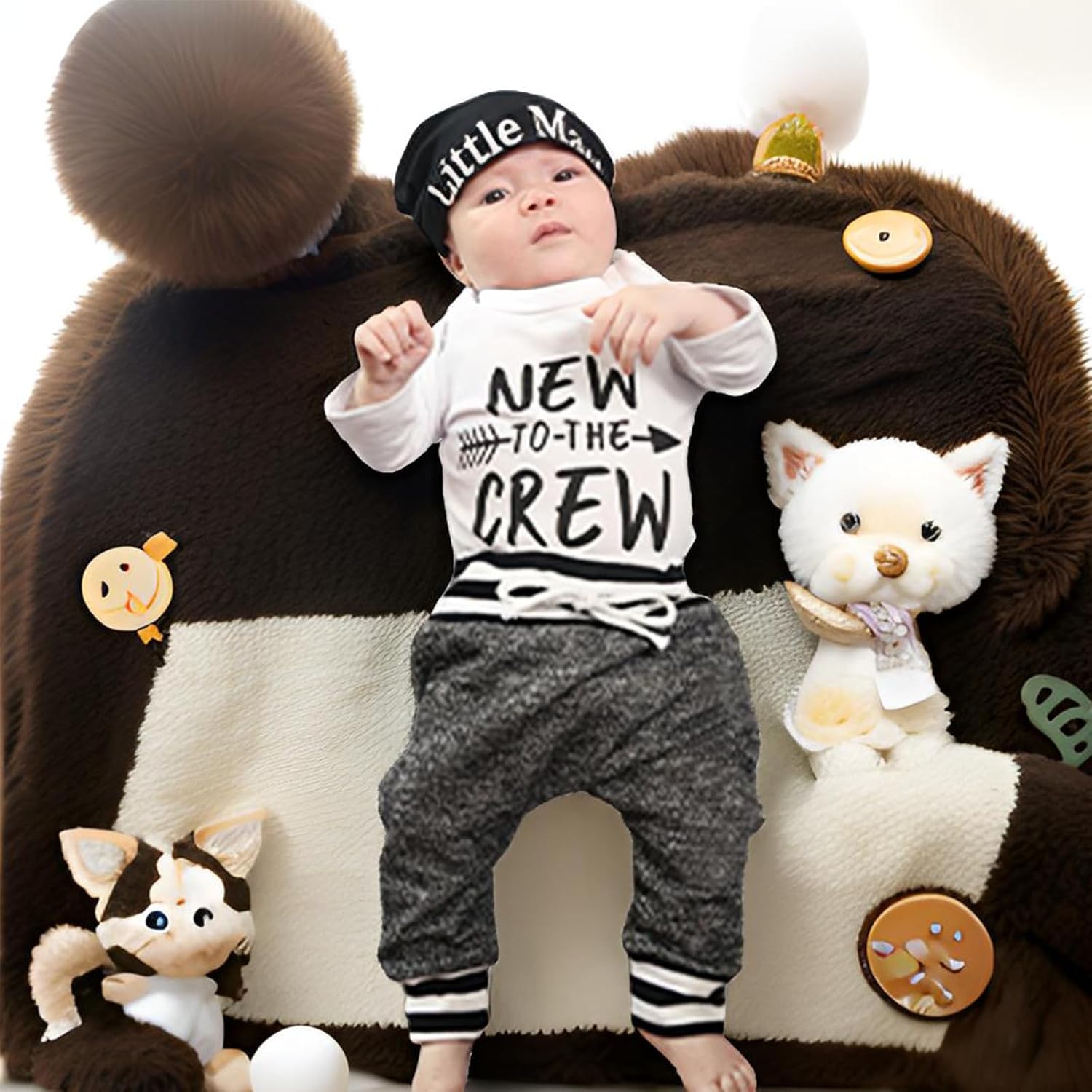 Infants Toddler Boys Newborn Romper 3-Piece Set