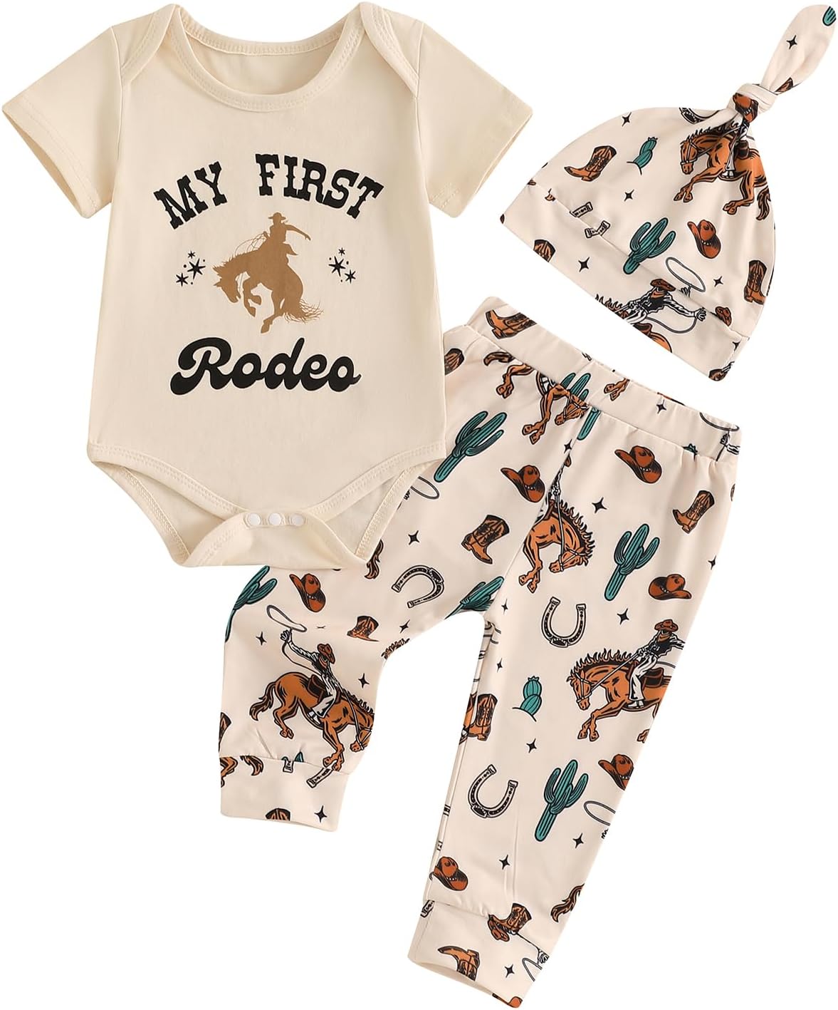 Mobbdow Newborn Baby Boy Western 3Pcs Outfit Set