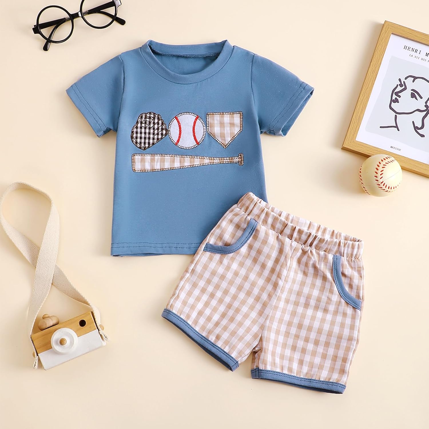 Baseball Set for Toddler Boys 2-Piece Summer Outfit