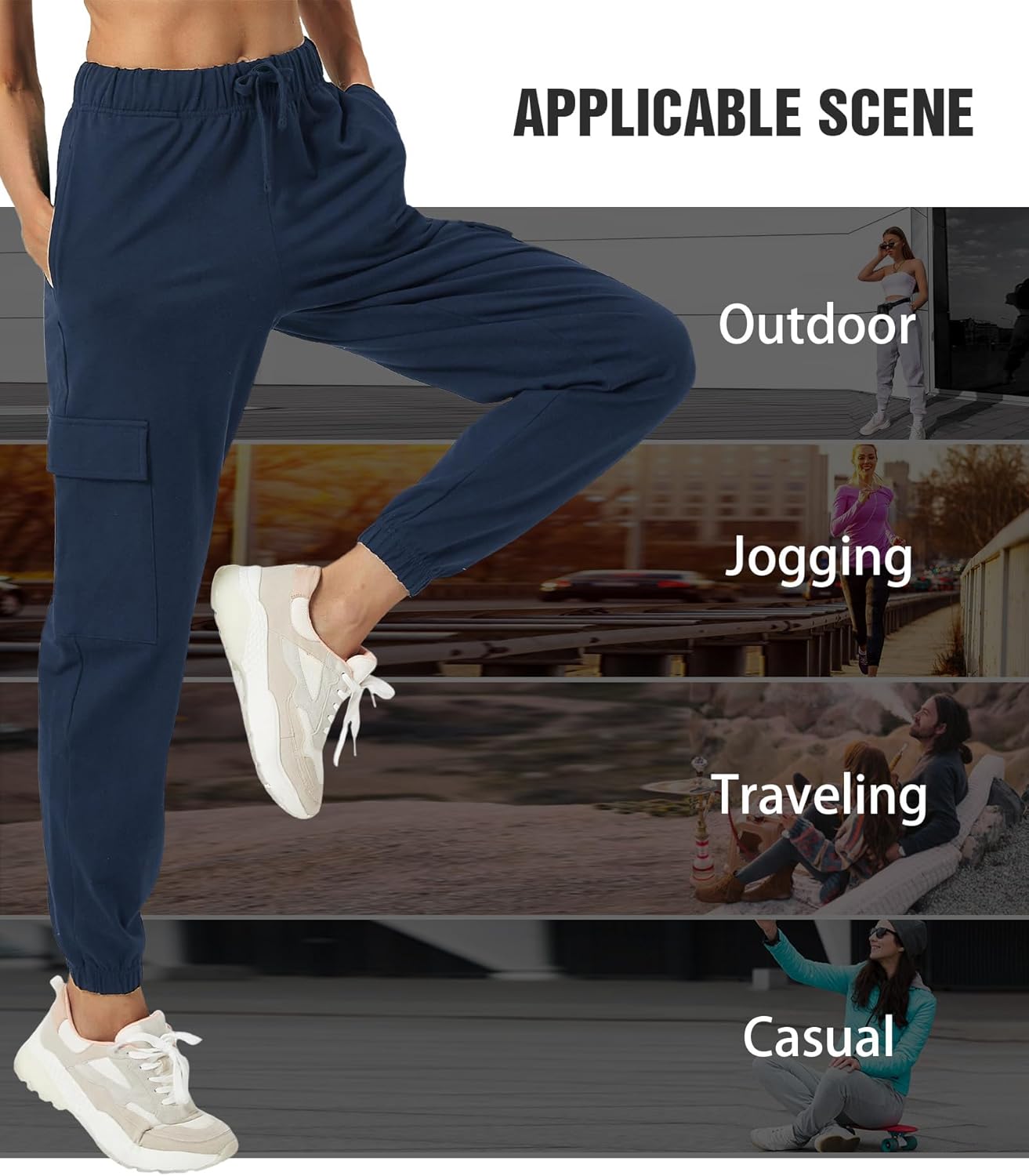 PULI Womens Cargo JoggerPants