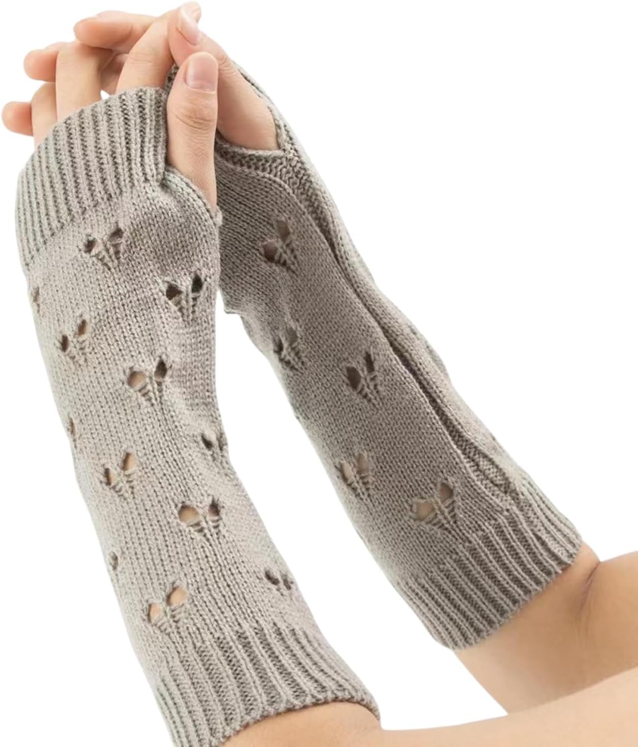 POHADON Ripped Fingerless Arm Warmers Y2K Grunge Goth Accessories