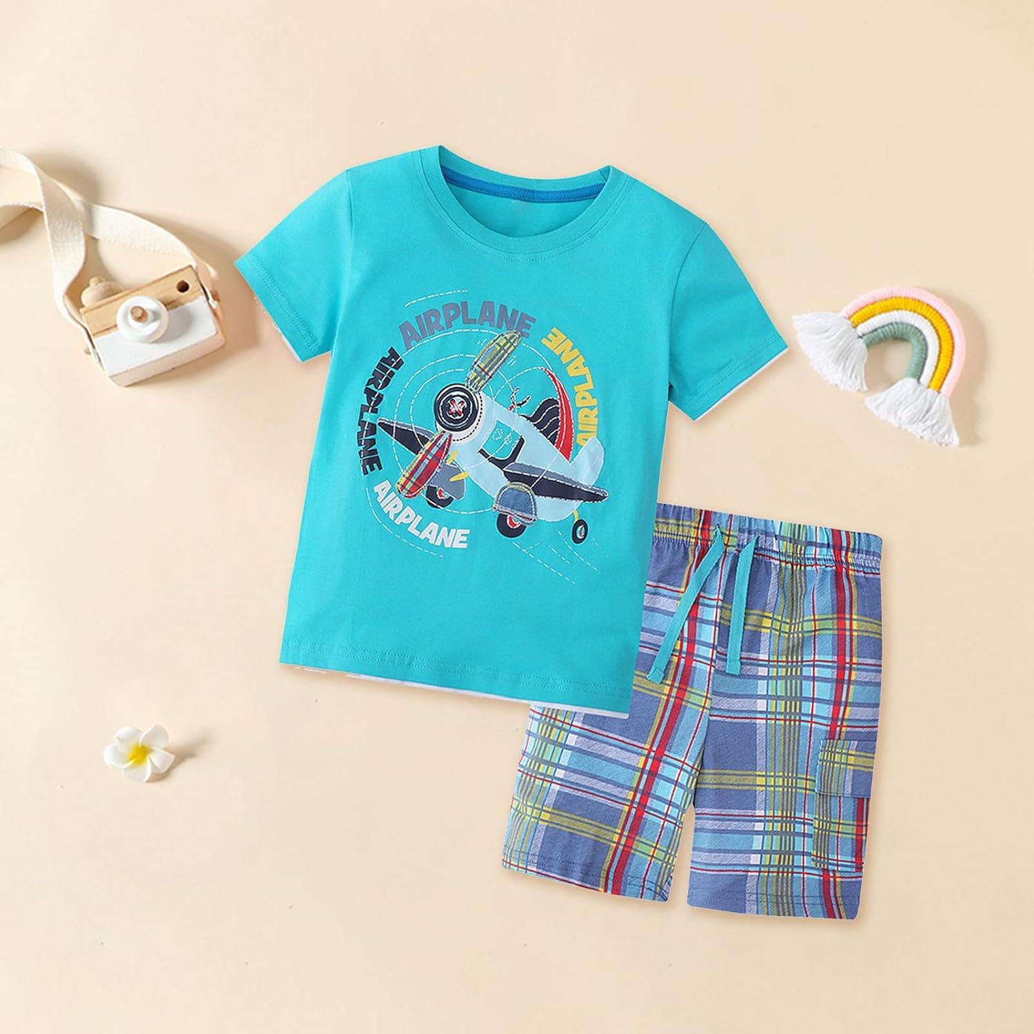 summer 4-month boys short cotton airplane pattern