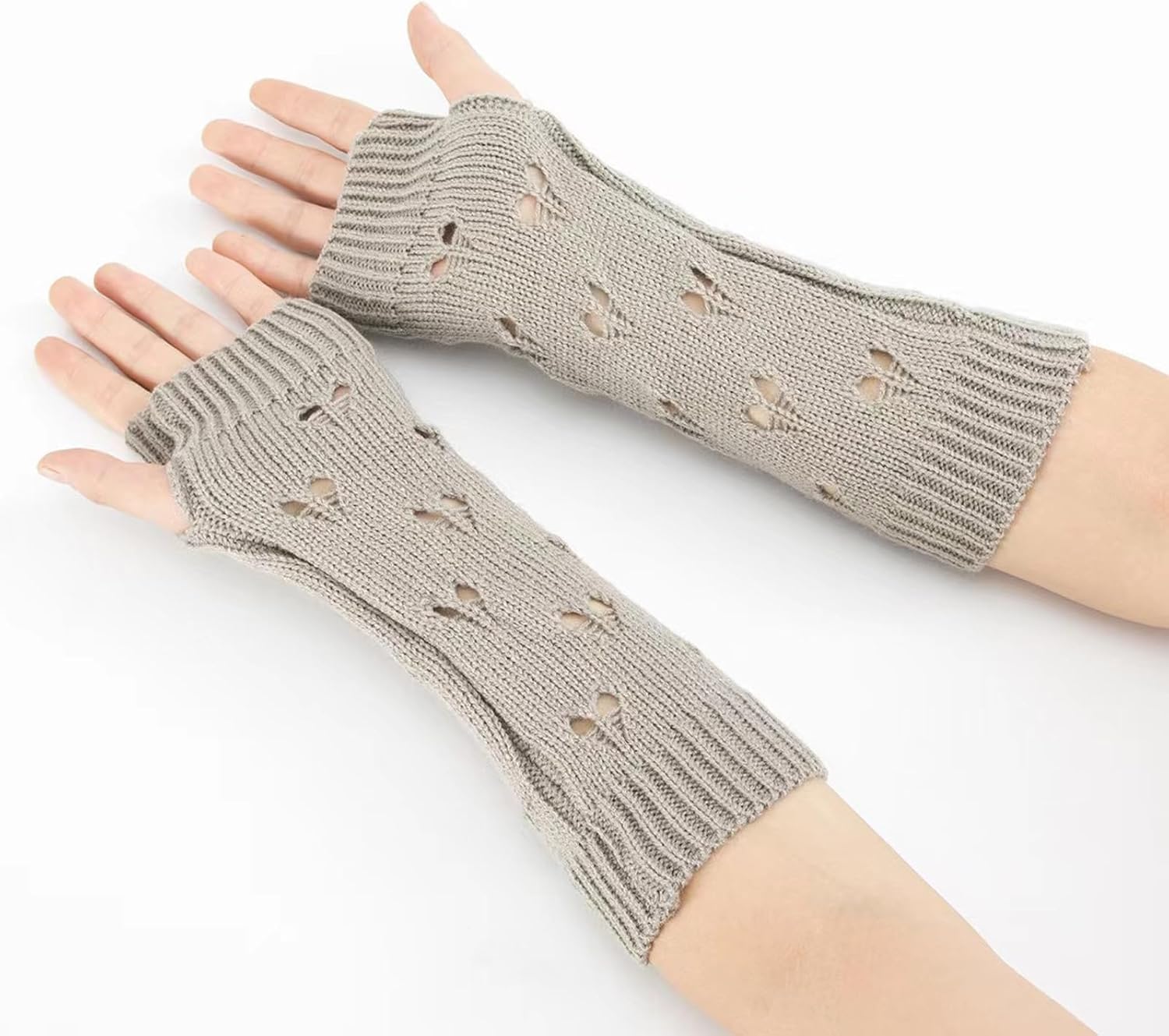 POHADON Ripped Fingerless Arm Warmers Y2K Grunge Goth Accessories