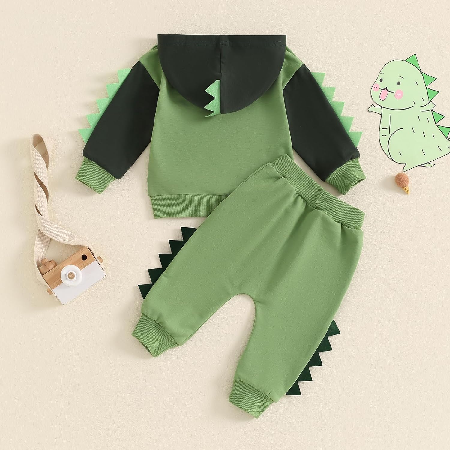 Dinosaur Contrast Toddler Boys Clothing Set