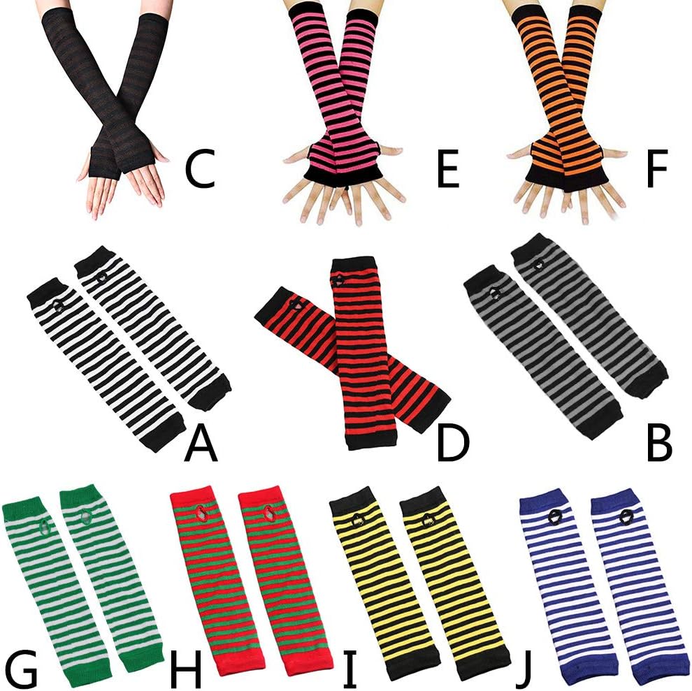 Ywmsfl Knitted Arm Warmers for Women with Stripe Pattern and Thumbholes