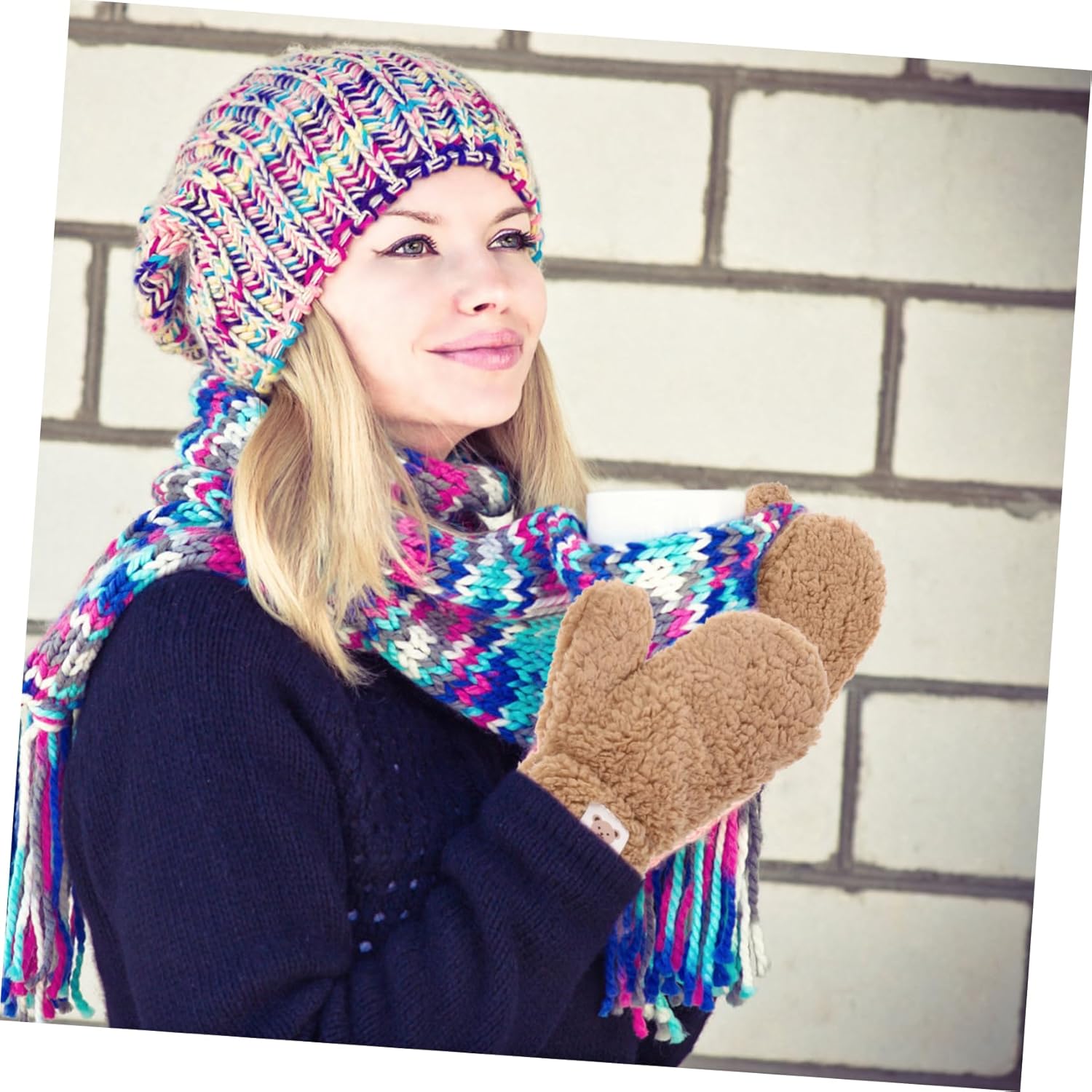 Knitted Cartoon Furry LongWinter Gloves