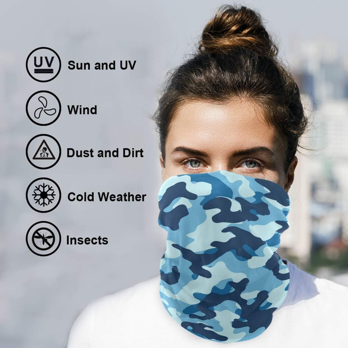 Unisex Face Cover UV Protection Camouflage Breathable Stretchy