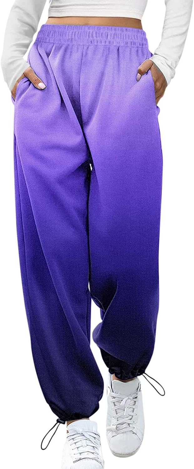 High Waist Womens Cotton Joggers with Pockets