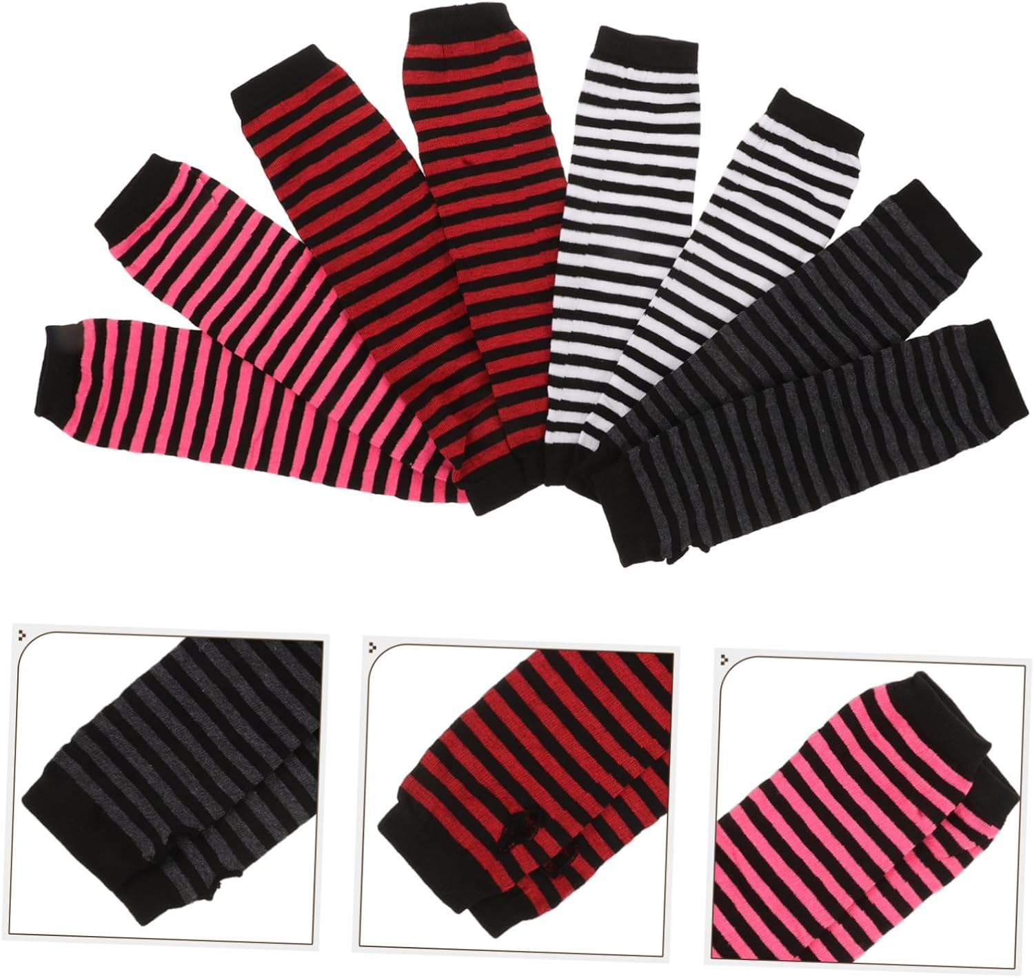 KESYOO Womens Knitted Arm Warmers - Stripe Design for Autumn Winter Closure