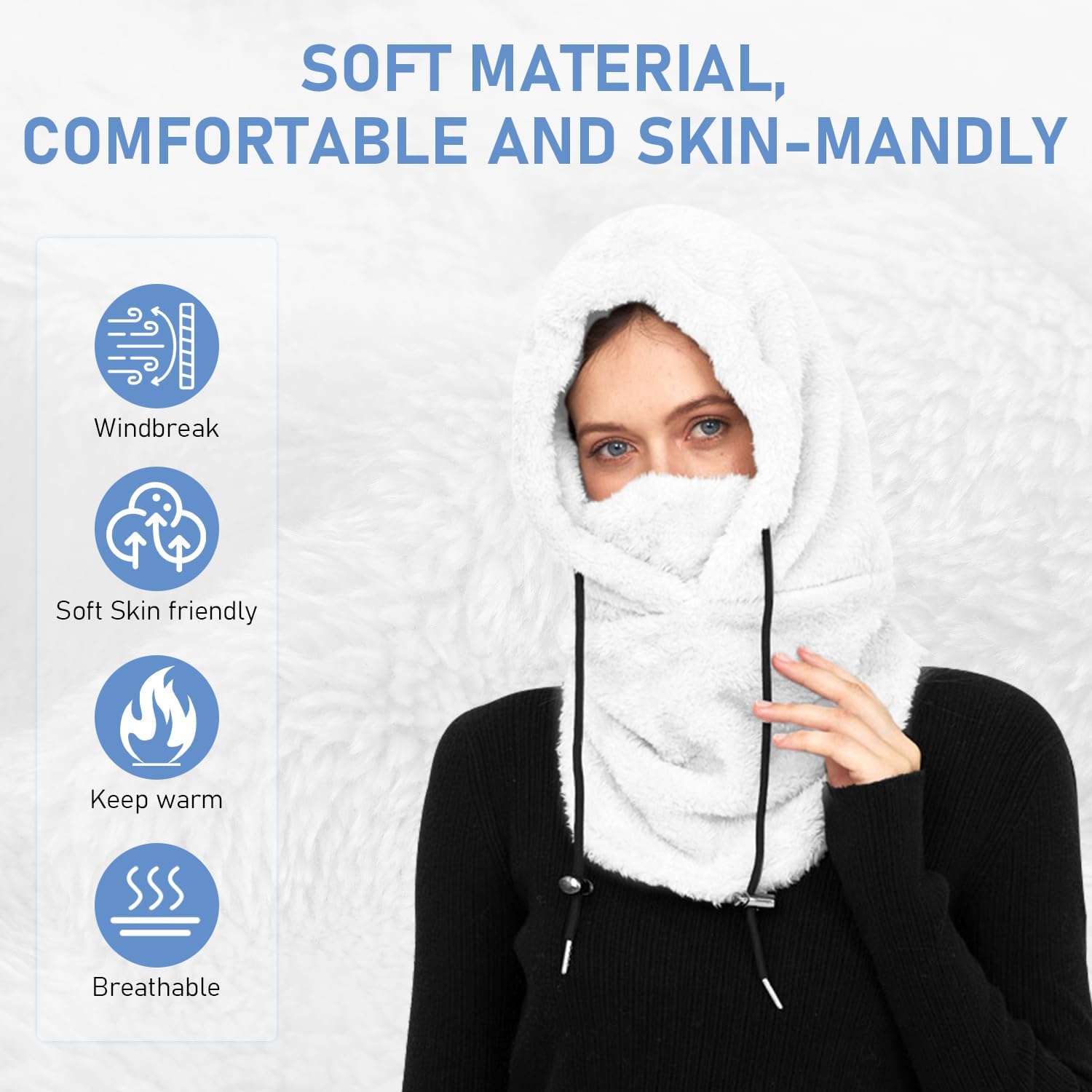 TFSUDI sherpa hood ski mask for cold weather adventures