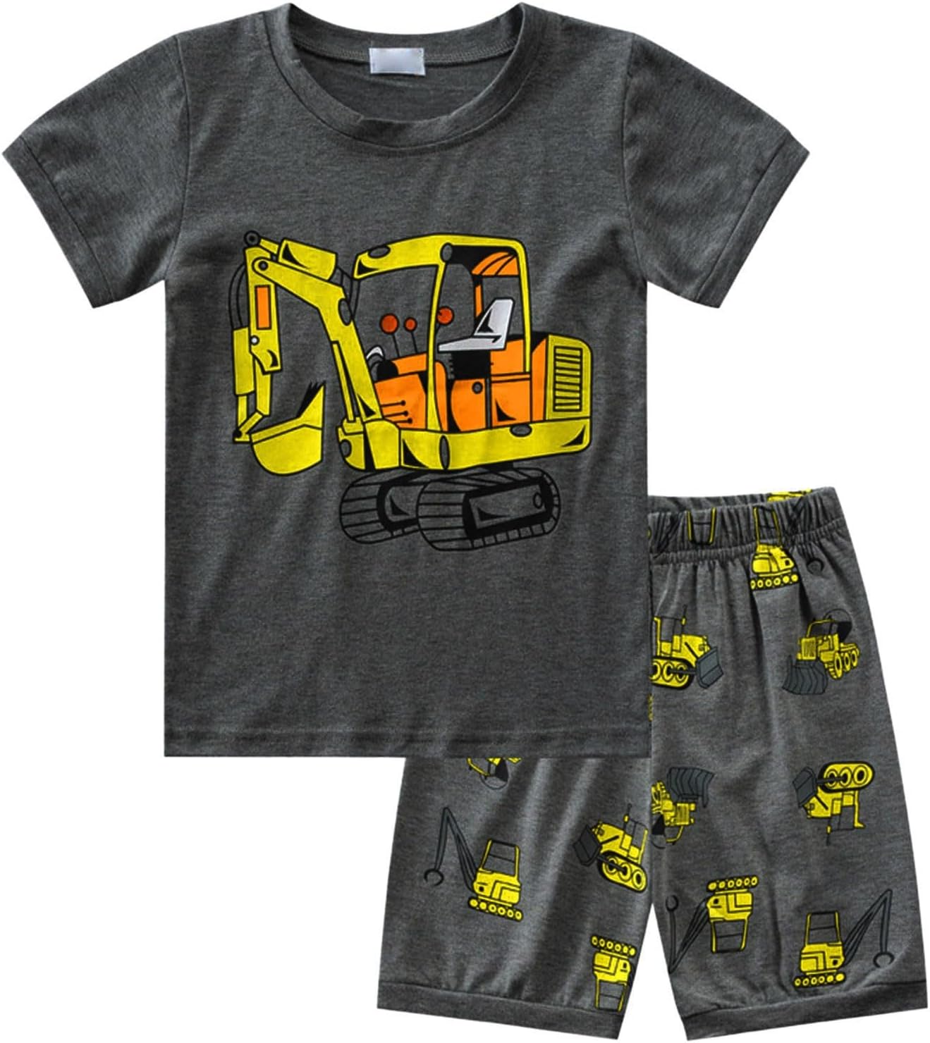 AMIMOJY Excavator-Theme Baby Boys Short Sets