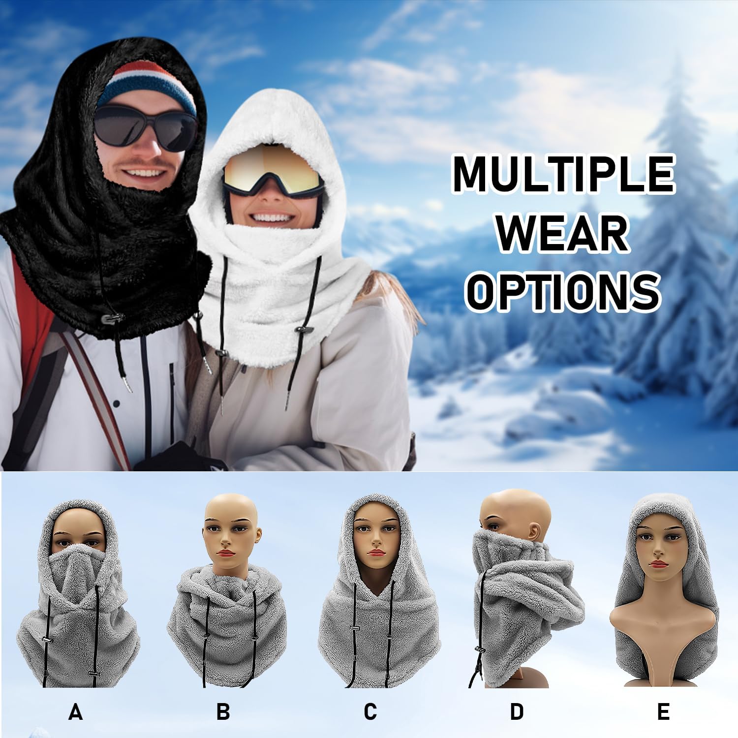 TFSUDI sherpa hood ski mask for cold weather adventures