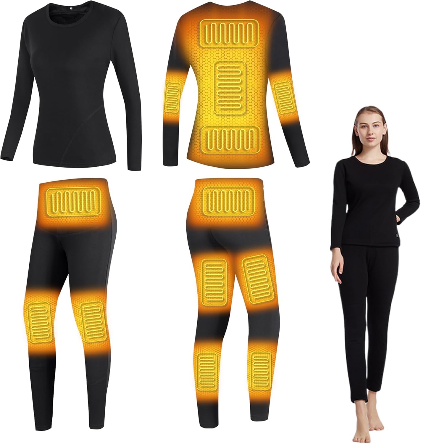 Womens 13-Zone Electric Heated Thermal Set for HuntingCampingSkiing