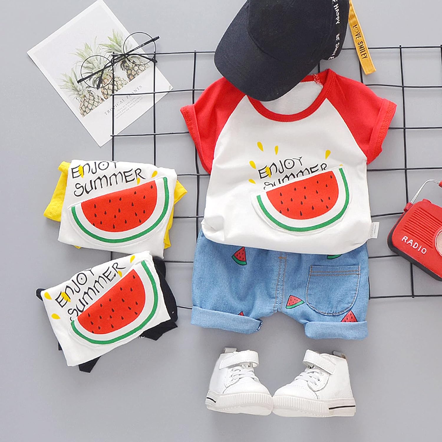 Watermelon Print Toddler Boy Outfit - 2-Piece Set for Summer