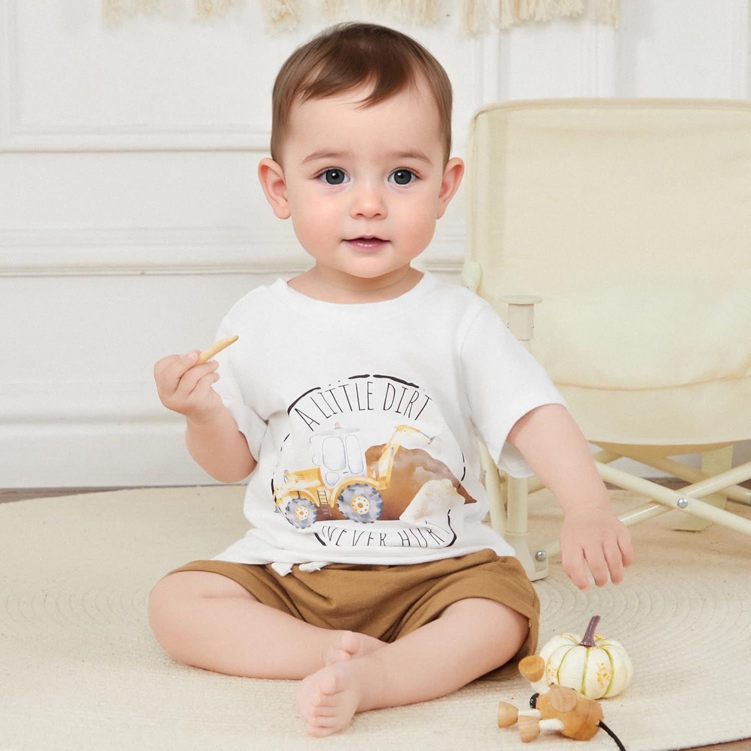 Retro Country Animal Print Casual Baby Boy T-Shirts Shorts Set