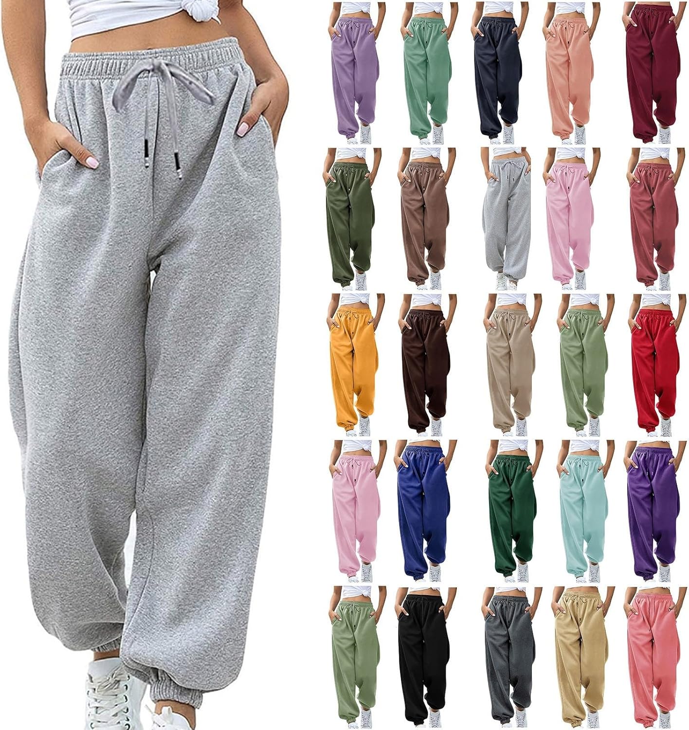 EOPUING 2025 Fashion Womens High Waist Joggers