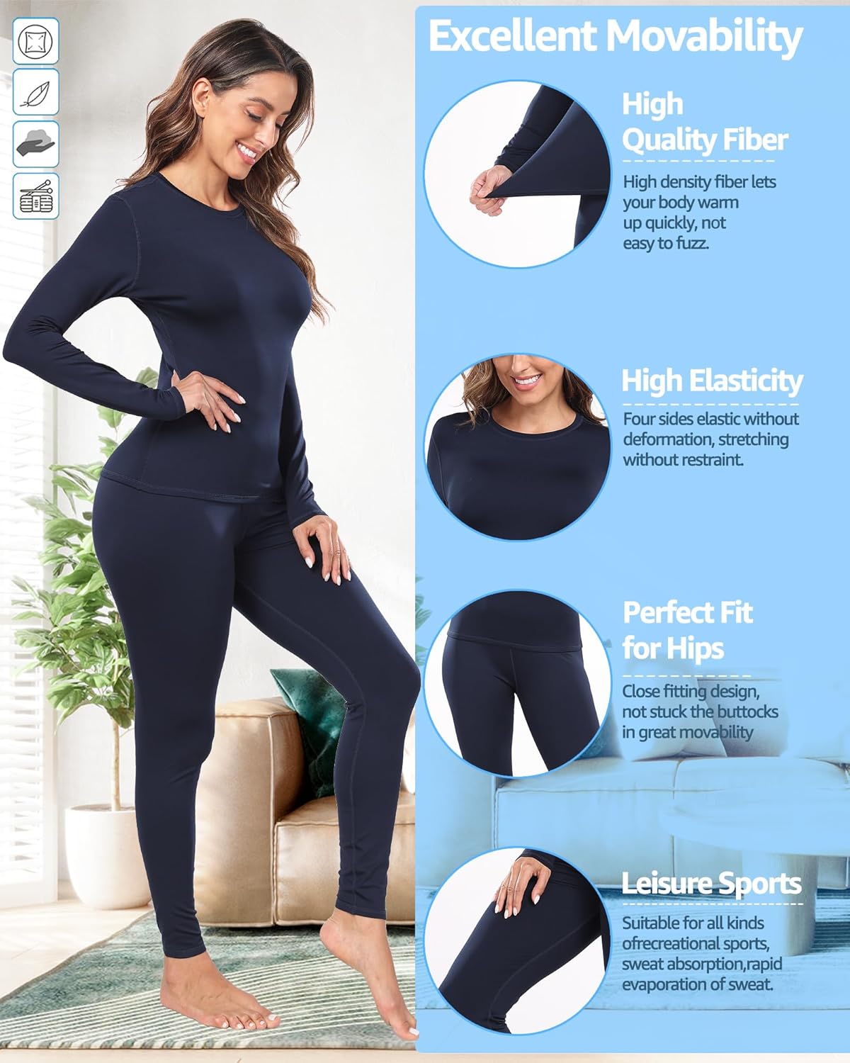 Premium Thermal Underwear Base Layer Set for Women Athletic and Supportive